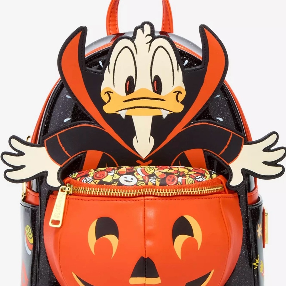 Loungefly Disney Donald Duck Vampire Costume Mini Backpack With Matching Wallet